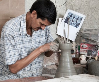 A potter from Fez school of pottery in Ain Noqbi